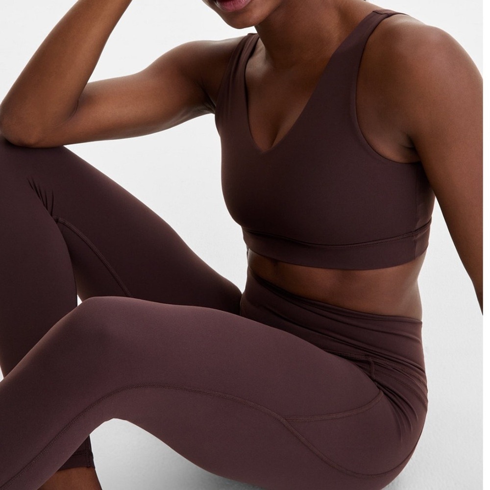 Sweaty Betty Ultimate Yoga Voop Bra Sable Brown Recycled Sweat Wicking Quick Dry - Picture 2 of 10